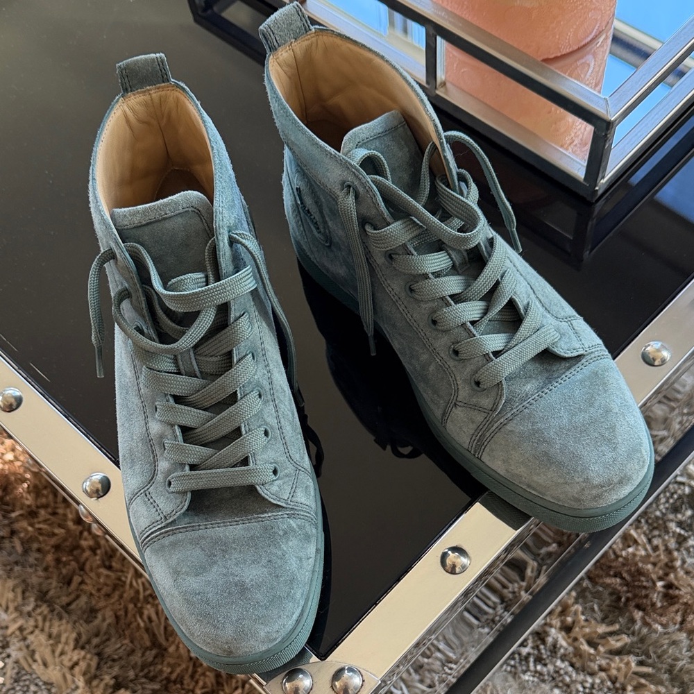 Christian Louboutin Green Suede Sneakers